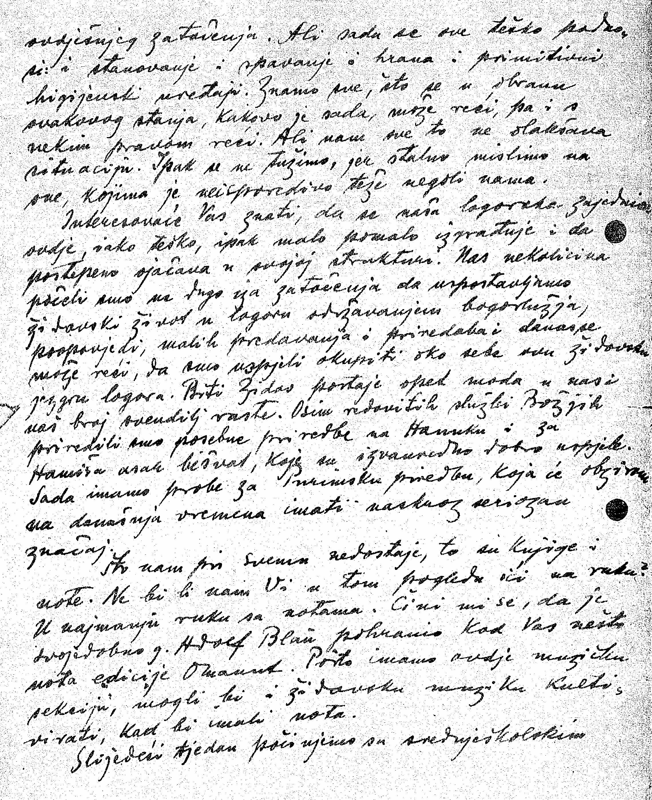 Letter of Hinko Gottlieb to the Jewish Community of Zagreb