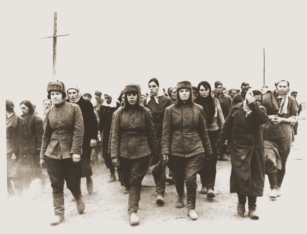 Female Soviet POWs Marching to an Unknown Camp