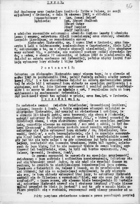 Sentencing of Aleksander Eintracht 1948