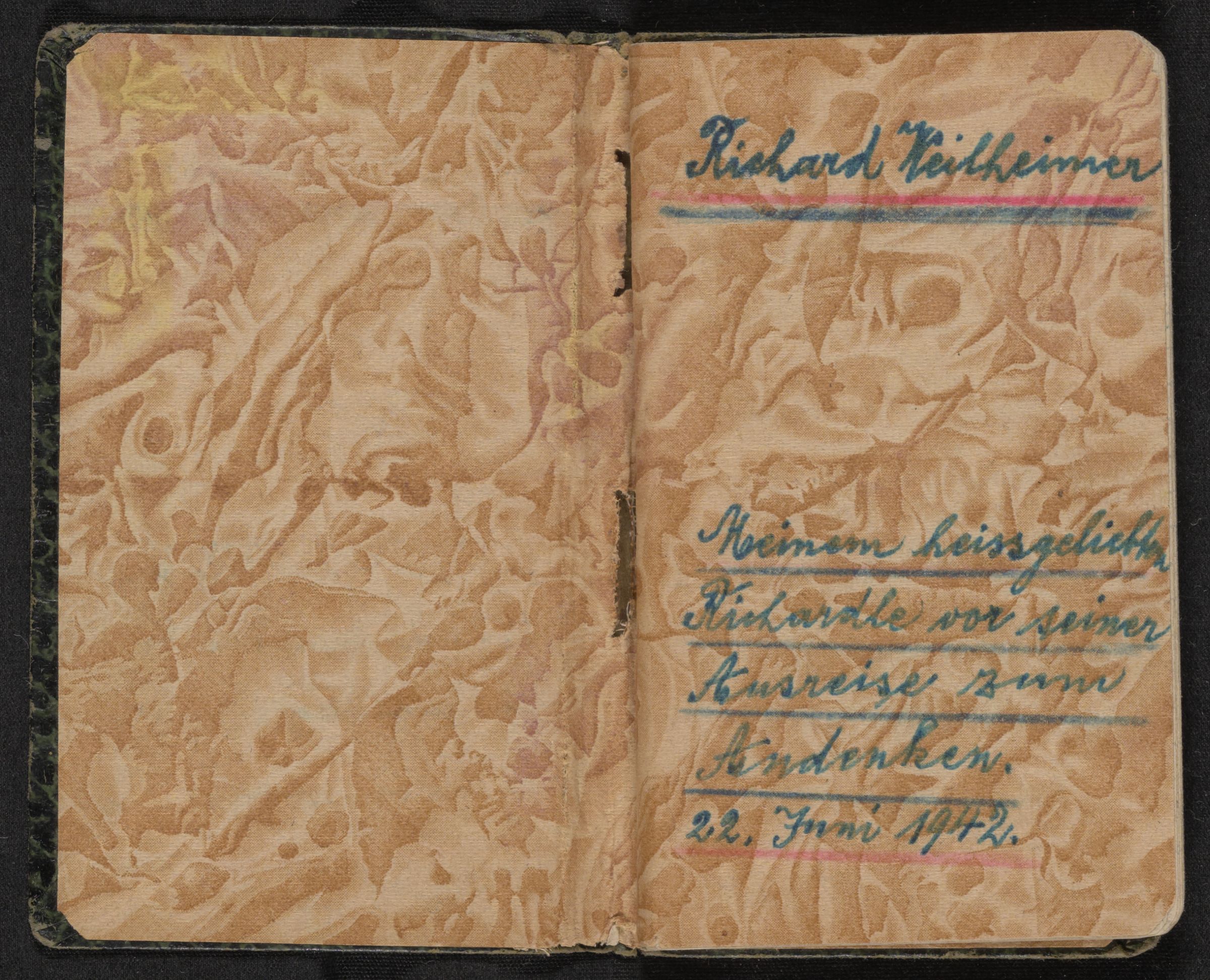 Richard Weilheimer received this address book as a gift from his father before fleeing Europe to escape Nazi persecution.