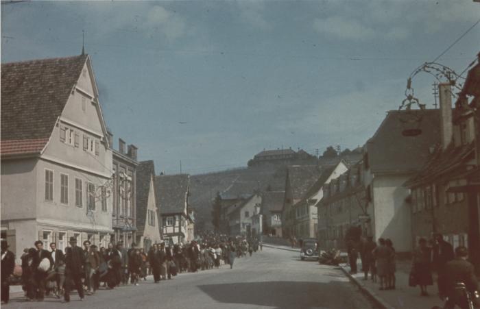 Sinti people marched through the town during a deportation to Poland