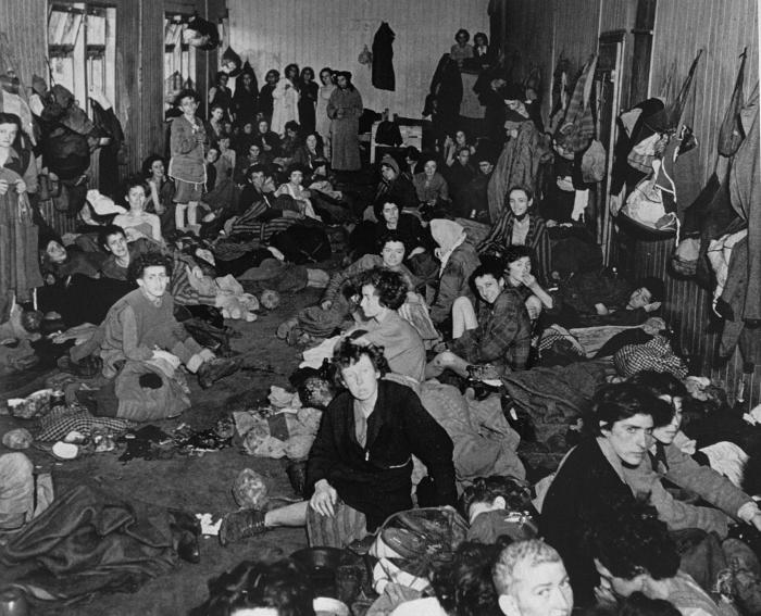 Romani women in a barracks at the liberation of Bergen Belsen