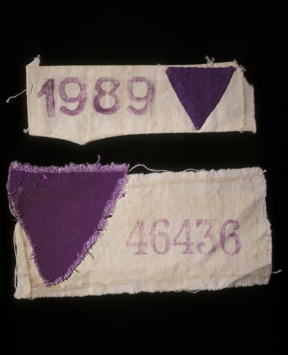 Badges worn by Jahrendorfs in Ravensbruck and Sachsenhausen.