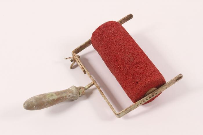 Paint roller and stencil used by Franz Wohlfahrt in a camp