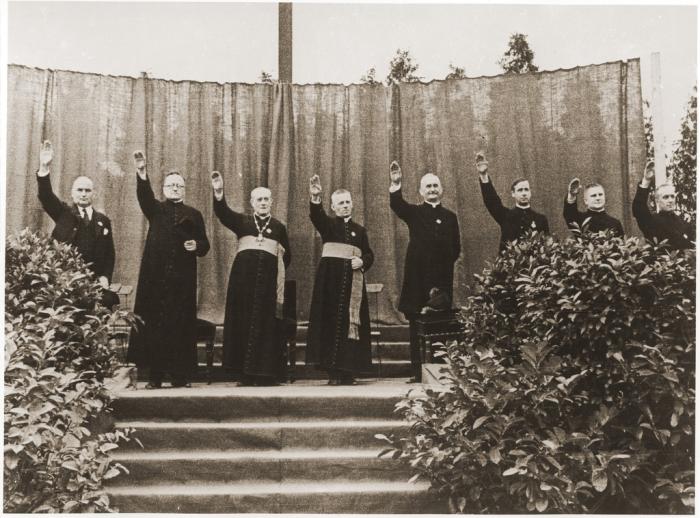Photograph of Catholic Leaders Giving Nazi Salute