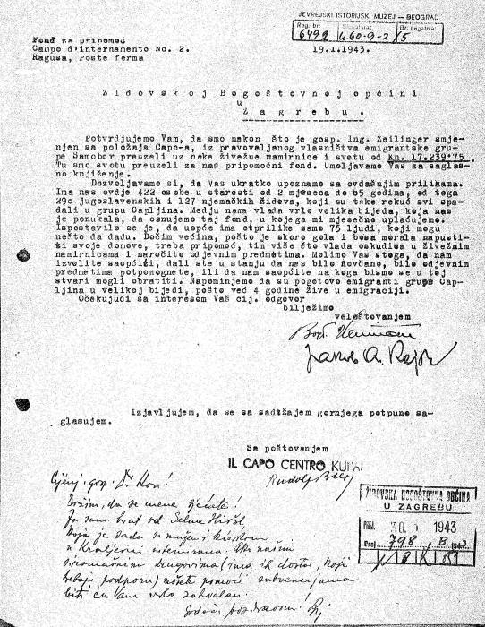 Kajon, Jakub et al letter 1943